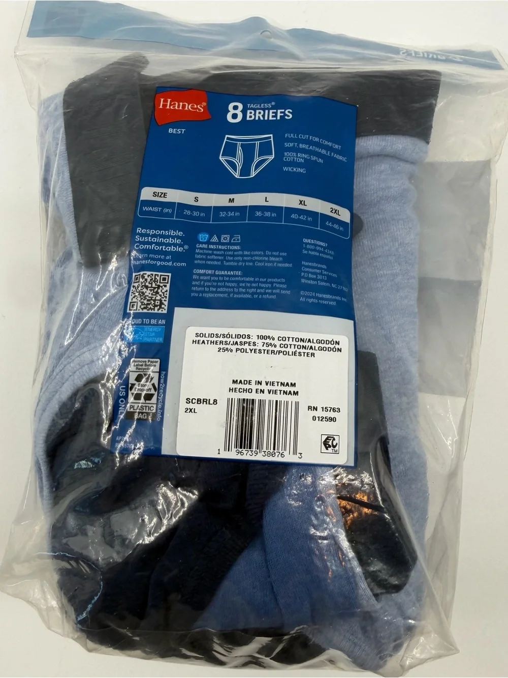 Hanes Men’s Light Blue Briefs - 8-Pack- 5 pairs left